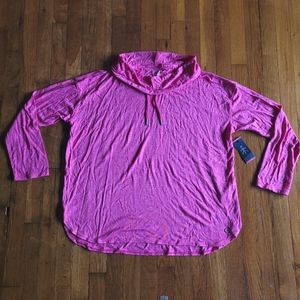 NWT Calvin Klein Cowl Neck Round Hem Sweater Bright Pink